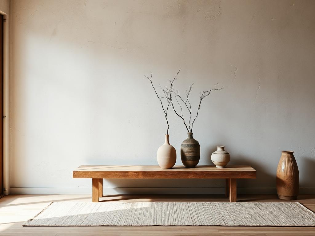 Không gian Wabi-Sabi tối giản với ánh sáng tự nhiên ấm